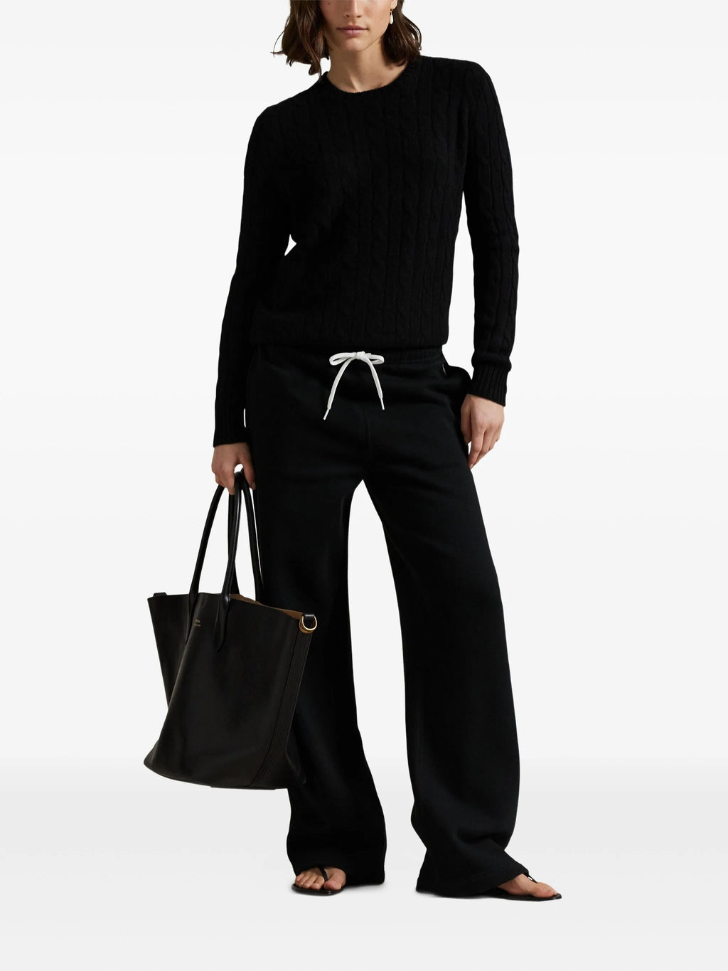 RALPH LAUREN WOMEN Drawstring Wide-Leg Tracksuit Bottoms Polo Blackmen's pants