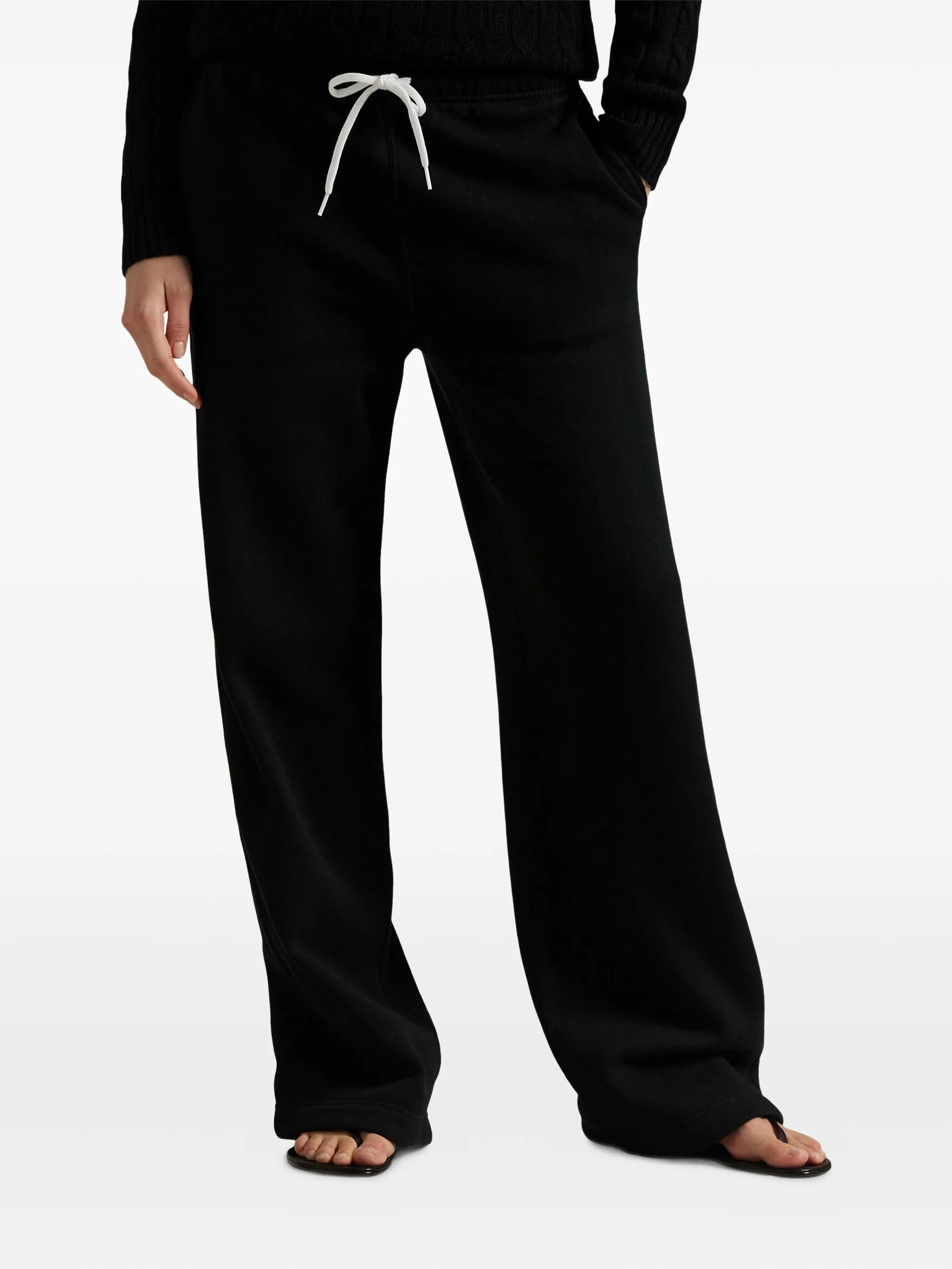 RALPH LAUREN WOMEN Drawstring Wide-Leg Tracksuit Bottoms Polo Blackmen's pants