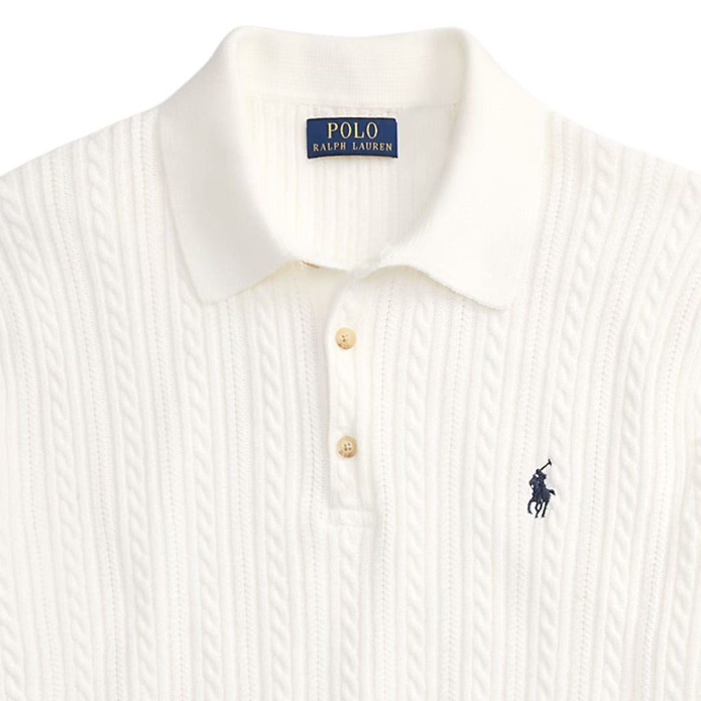 Polo Ralph Lauren Cable-Knit Cotton Polo Shirt - White Men’s shirt