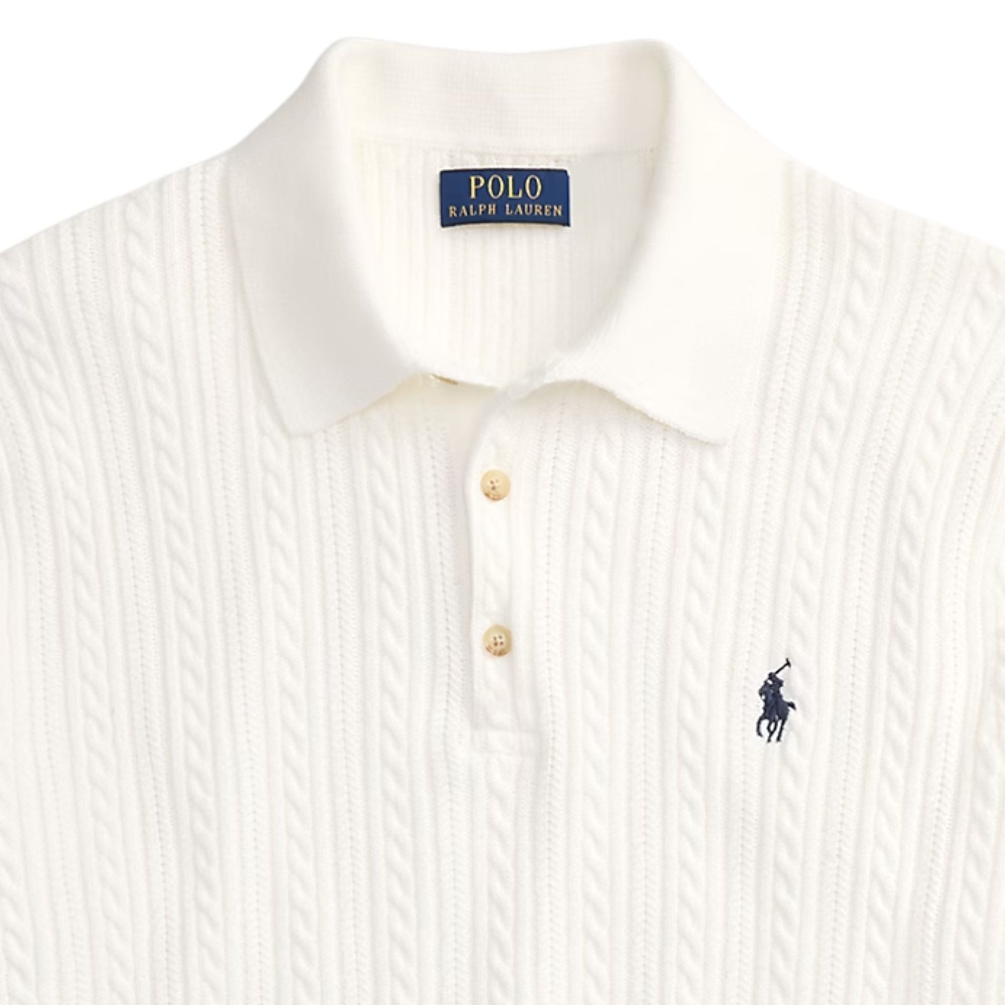 Polo Ralph Lauren Cable-Knit Cotton Polo Shirt - White Men’s shirt