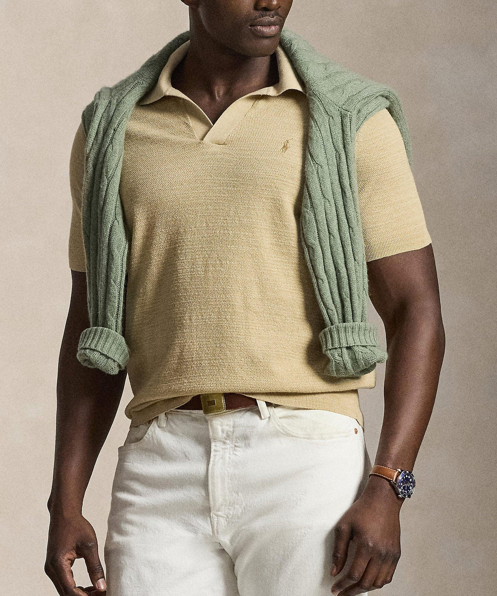 Polo Ralph Lauren Short Sleeve Cotton Linen Polo Sweater Men’s shirt