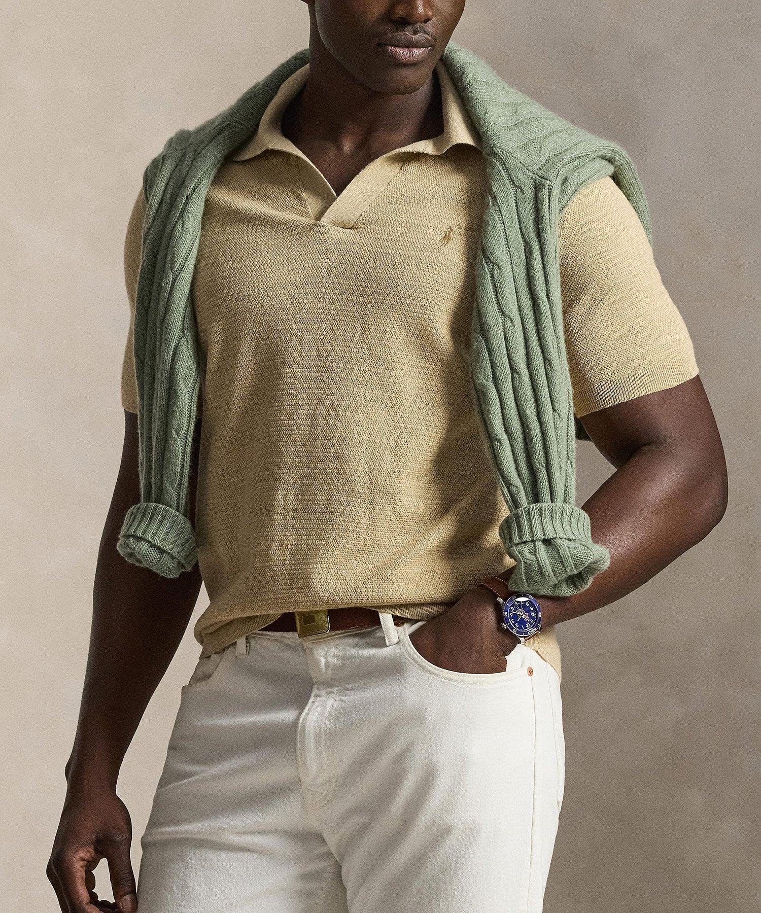 Polo Ralph Lauren Short Sleeve Cotton Linen Polo Sweater Men’s shirt