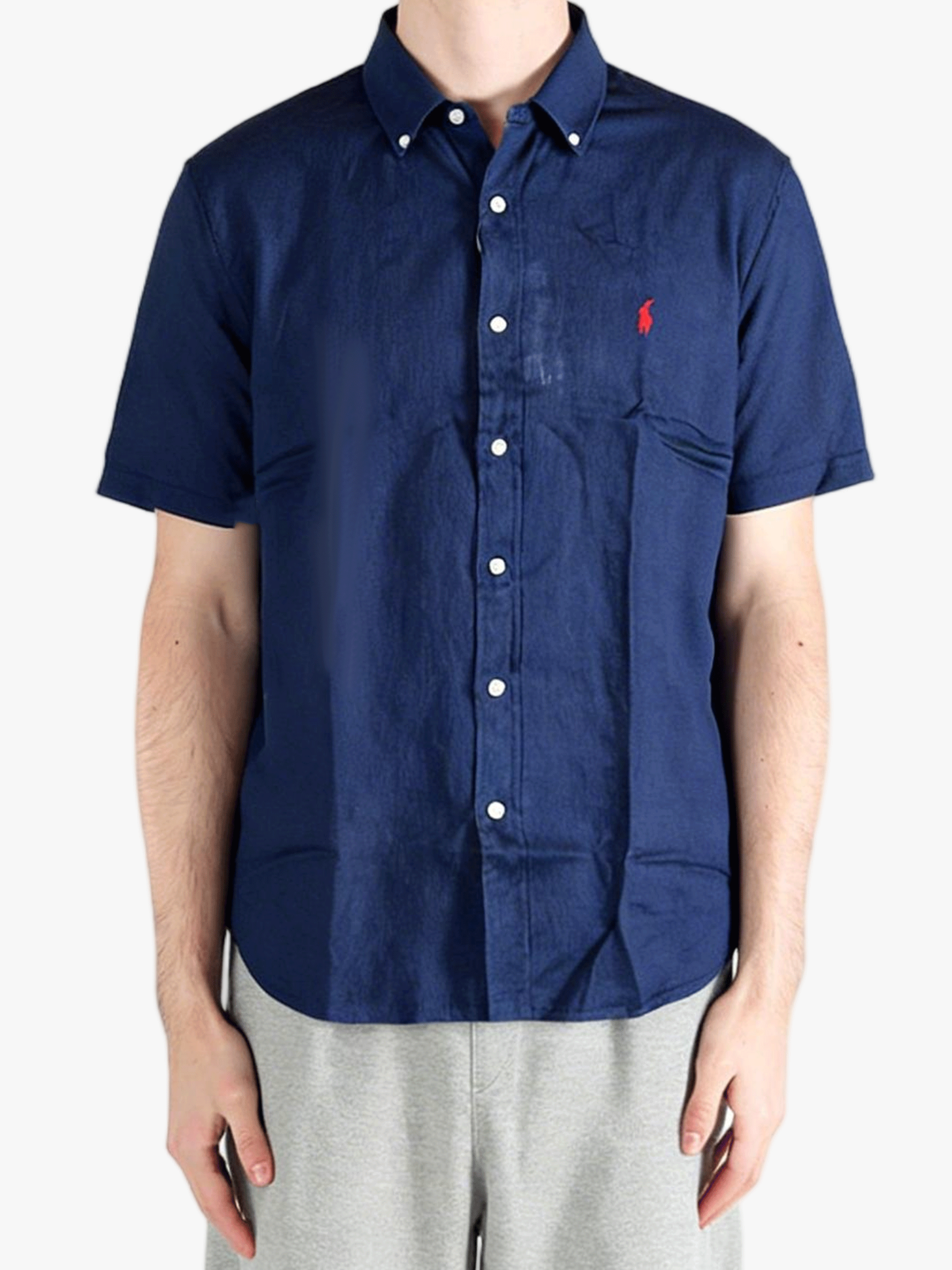 POLO RALPH LAUREN - Men Short Sleeve Piece Dye Linen Sport Shirt Men’s shirt
