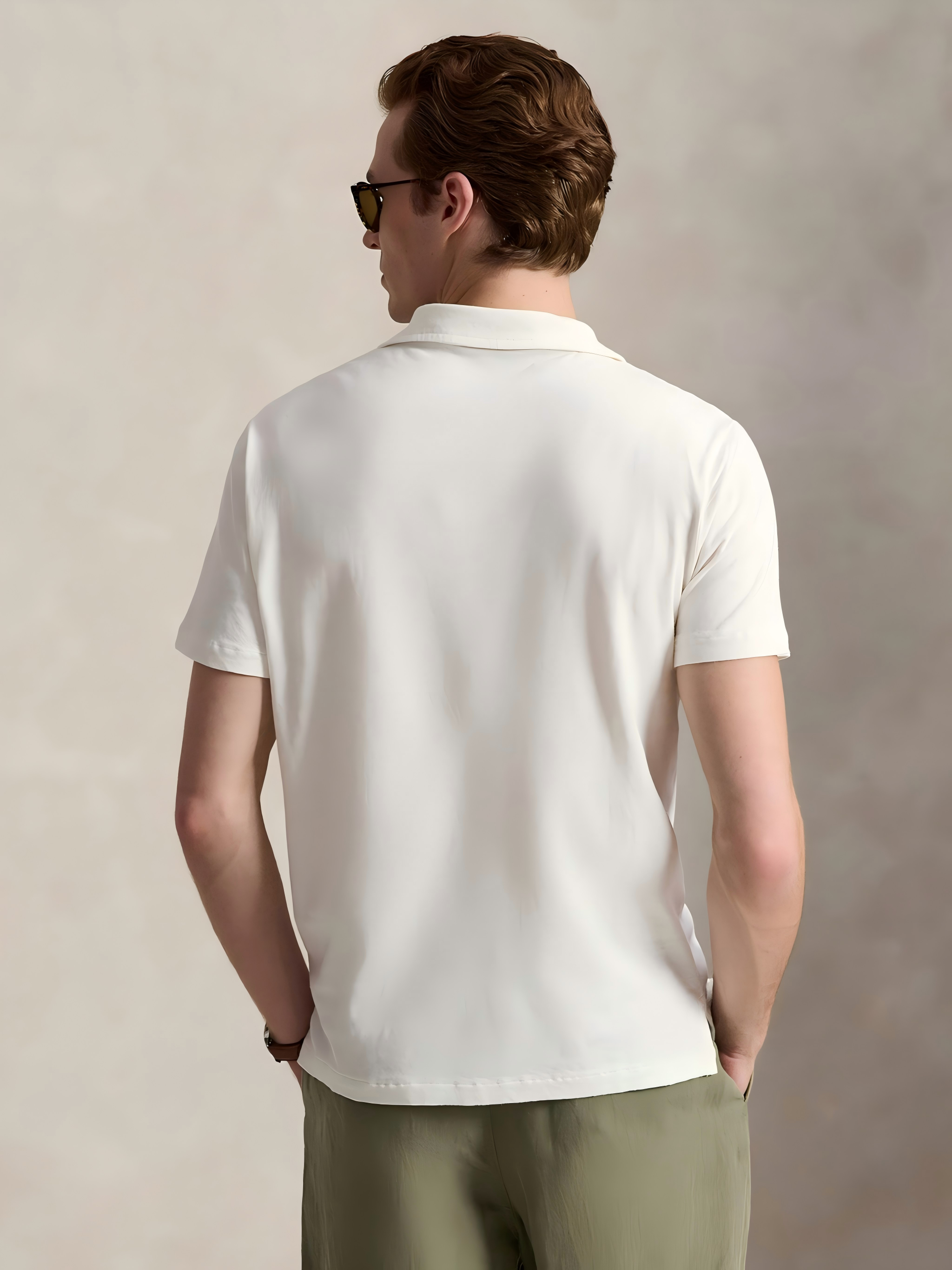 POLO RALPH LAUREN - Men Short-Sleeve Cotton Linen Johnny Collar Polo Men’s shirt