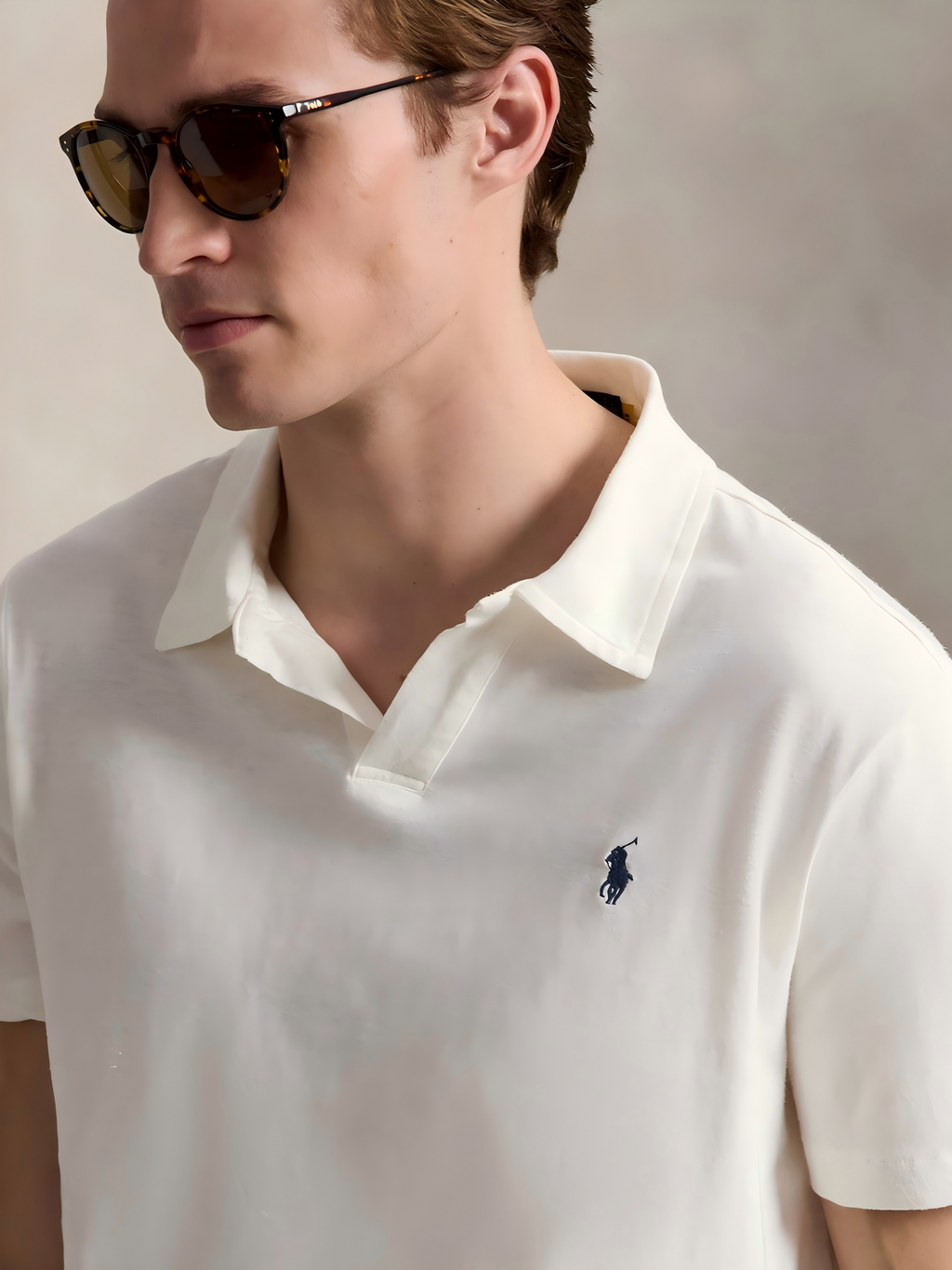 POLO RALPH LAUREN - Men Short-Sleeve Cotton Linen Johnny Collar Polo Men’s shirt