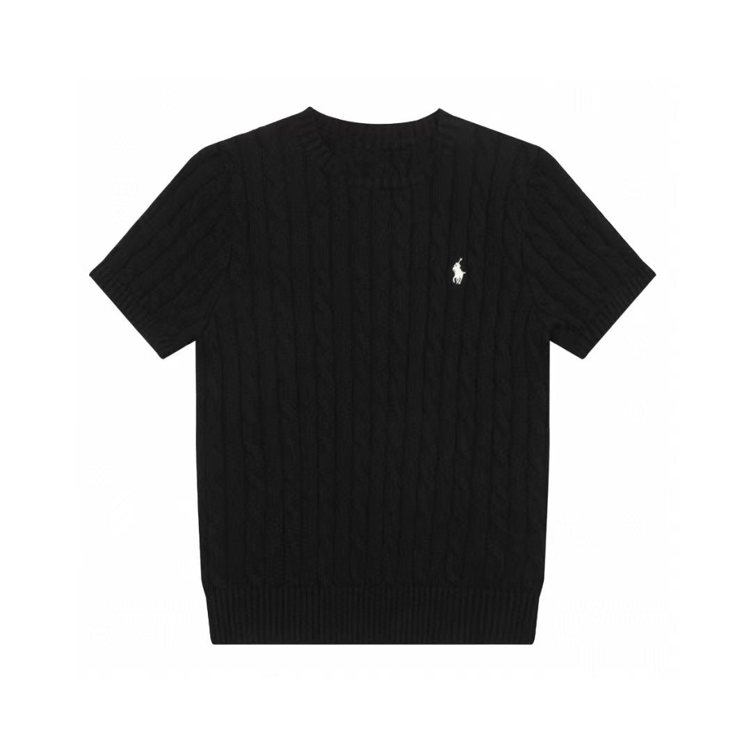 Ralph Lauren Knitted sweaters Ralph Lauren Knitted Short Sleeved Shirt RL Ralph Crew Neck Solid Color Pony Embroidery LOGO Knitted Short Sleeve Men’s shirt