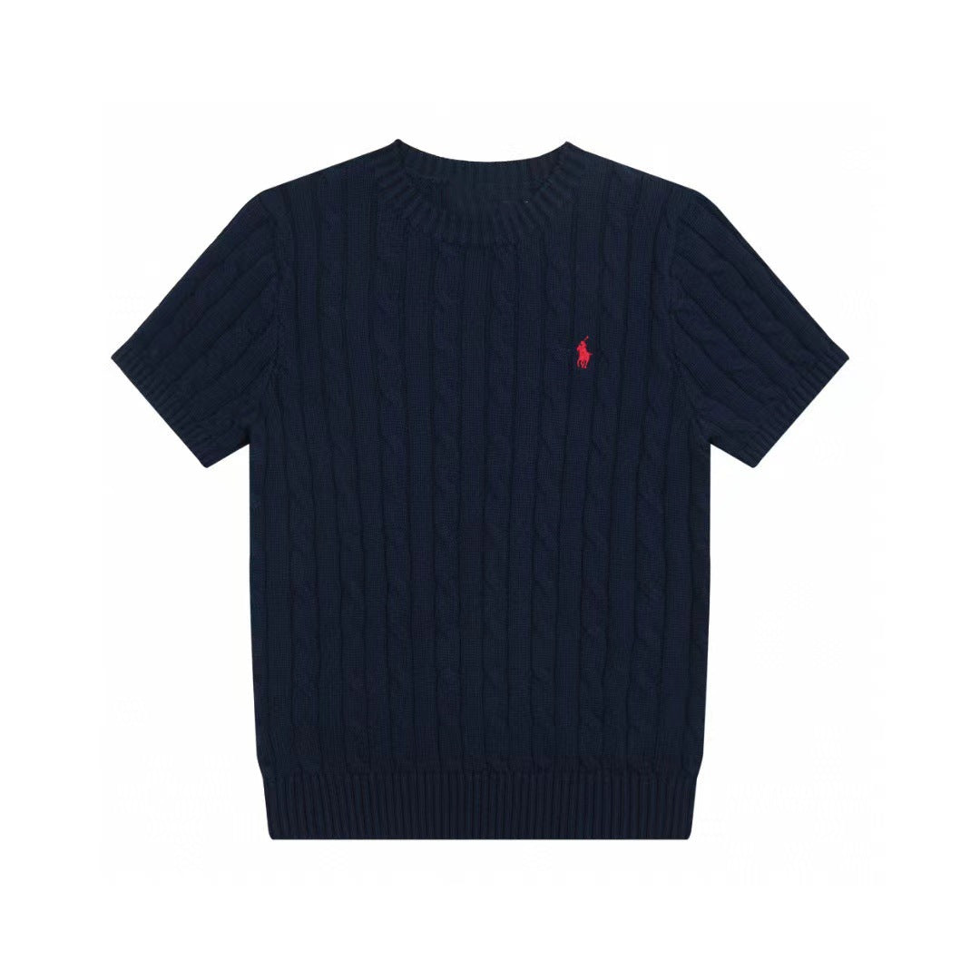 Ralph Lauren Knitted sweaters Ralph Lauren Knitted Short Sleeved Shirt RL Ralph Crew Neck Solid Color Pony Embroidery LOGO Knitted Short Sleeve Men’s shirt