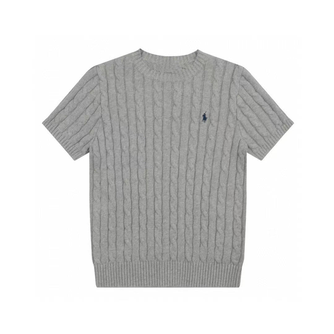 Ralph Lauren Knitted sweaters Ralph Lauren Knitted Short Sleeved Shirt RL Ralph Crew Neck Solid Color Pony Embroidery LOGO Knitted Short Sleeve Men’s shirt