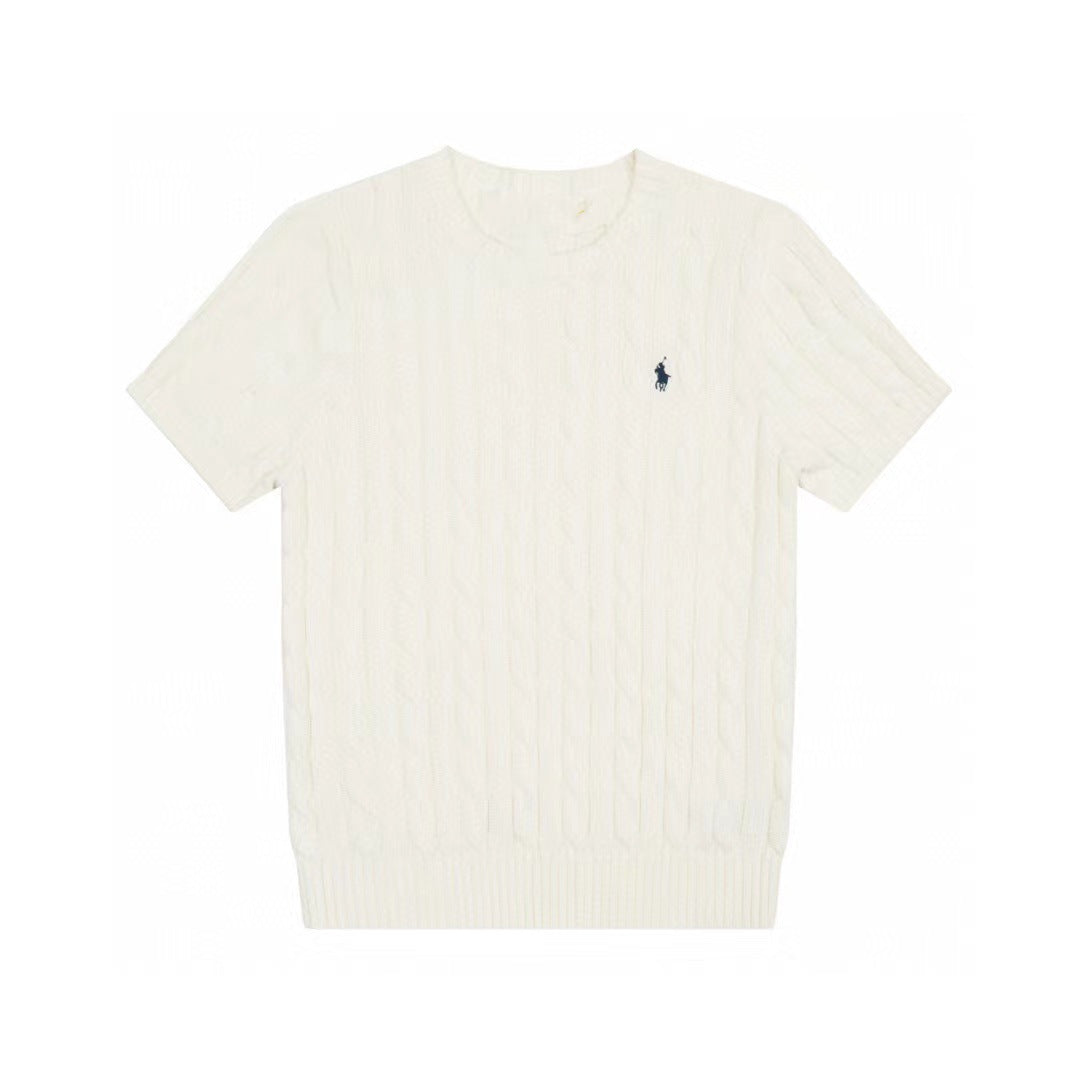 Ralph Lauren Knitted sweaters Ralph Lauren Knitted Short Sleeved Shirt RL Ralph Crew Neck Solid Color Pony Embroidery LOGO Knitted Short Sleeve Men’s shirt