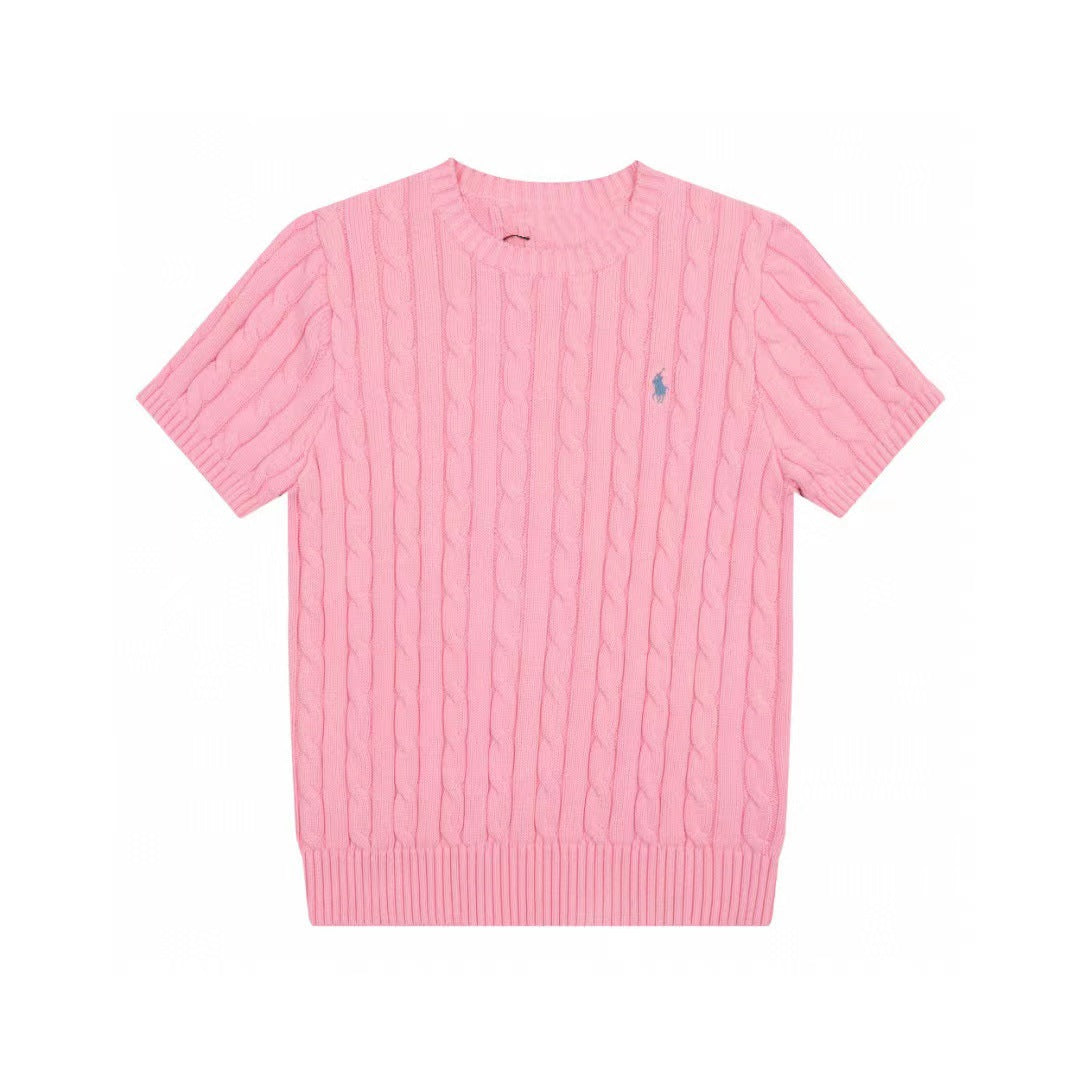 Ralph Lauren Knitted sweaters Ralph Lauren Knitted Short Sleeved Shirt RL Ralph Crew Neck Solid Color Pony Embroidery LOGO Knitted Short Sleeve Men’s shirt