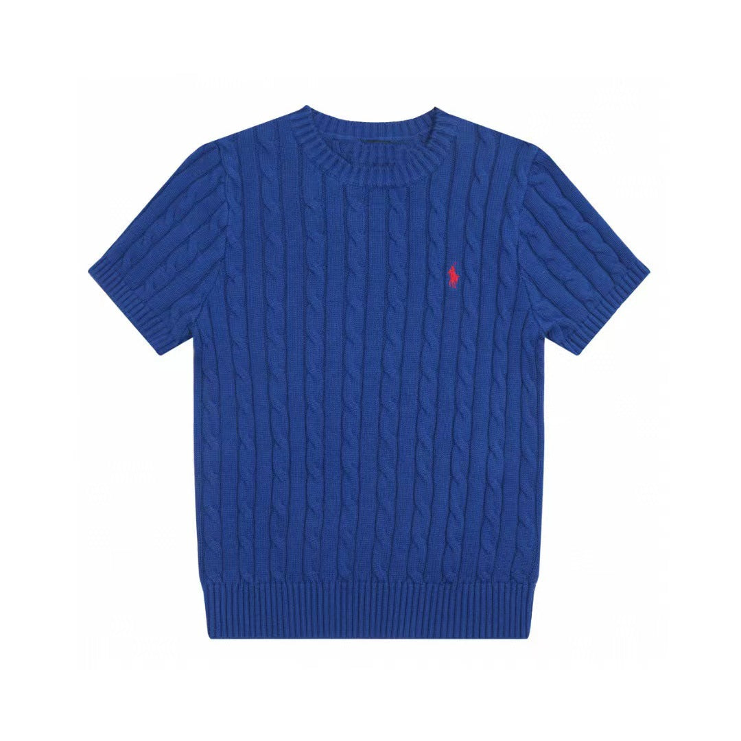 Ralph Lauren Knitted sweaters Ralph Lauren Knitted Short Sleeved Shirt RL Ralph Crew Neck Solid Color Pony Embroidery LOGO Knitted Short Sleeve Men’s shirt