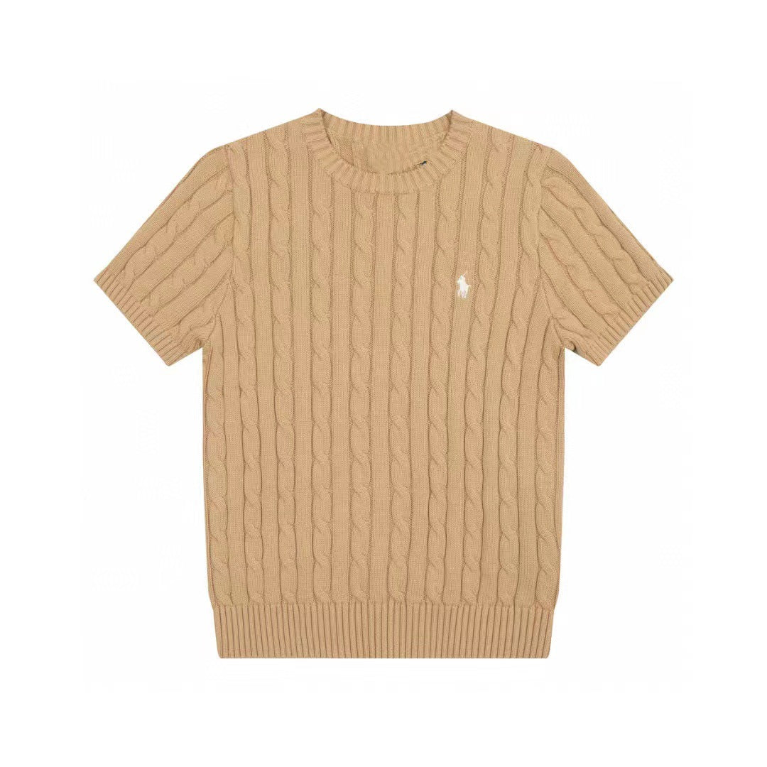Ralph Lauren Knitted sweaters Ralph Lauren Knitted Short Sleeved Shirt RL Ralph Crew Neck Solid Color Pony Embroidery LOGO Knitted Short Sleeve Men’s shirt