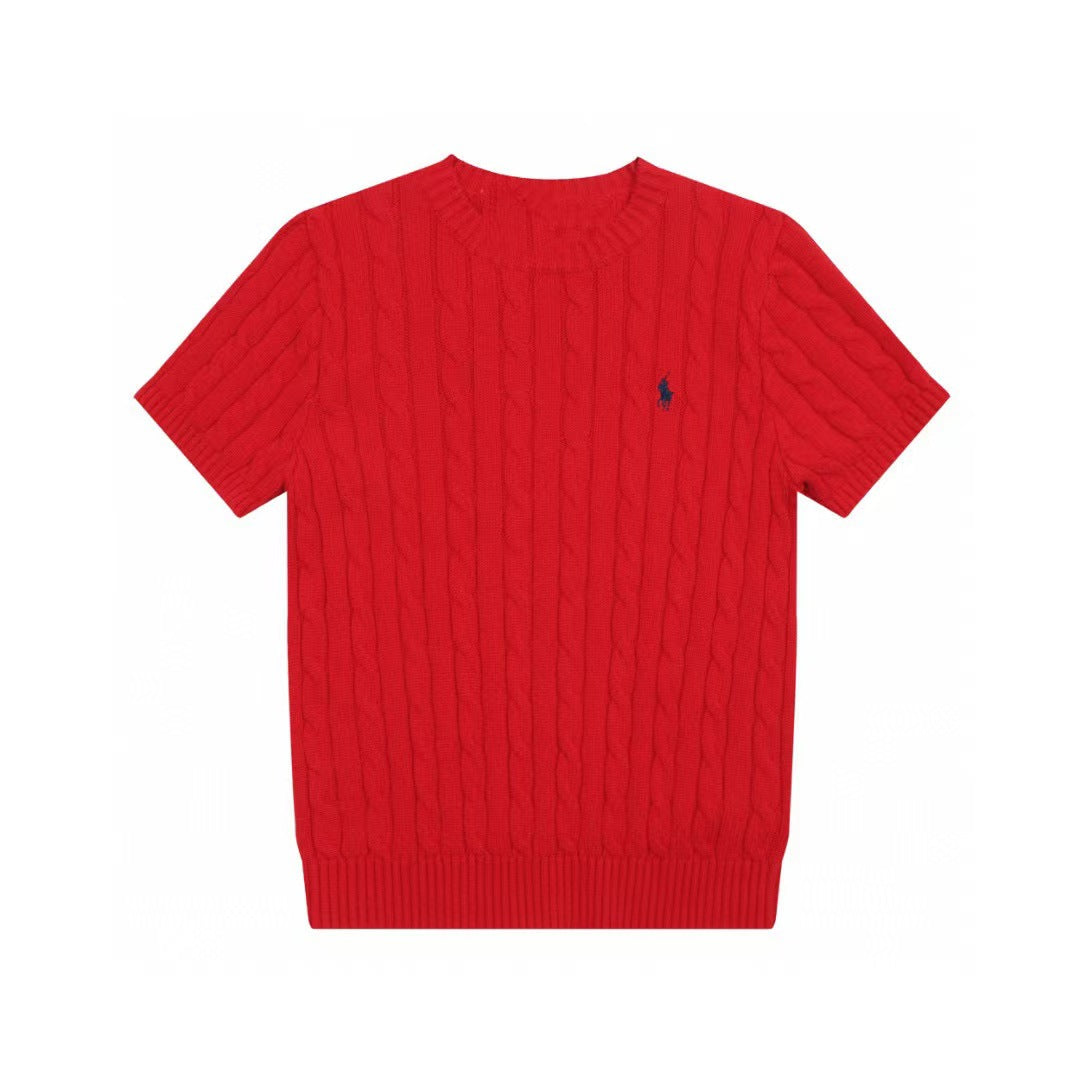 Ralph Lauren Knitted sweaters Ralph Lauren Knitted Short Sleeved Shirt RL Ralph Crew Neck Solid Color Pony Embroidery LOGO Knitted Short Sleeve Men’s shirt