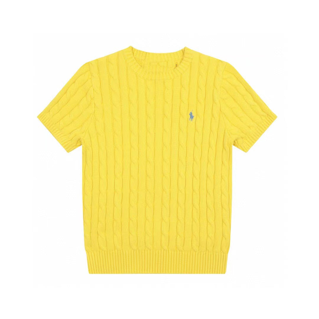 Ralph Lauren Knitted sweaters Ralph Lauren Knitted Short Sleeved Shirt RL Ralph Crew Neck Solid Color Pony Embroidery LOGO Knitted Short Sleeve Men’s shirt
