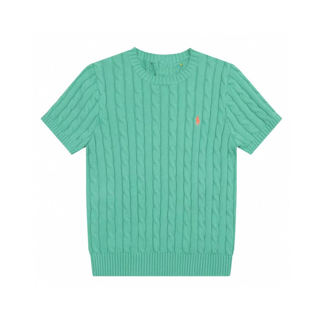 Ralph Lauren Knitted sweaters Ralph Lauren Knitted Short Sleeved Shirt RL Ralph Crew Neck Solid Color Pony Embroidery LOGO Knitted Short Sleeve Men’s shirt