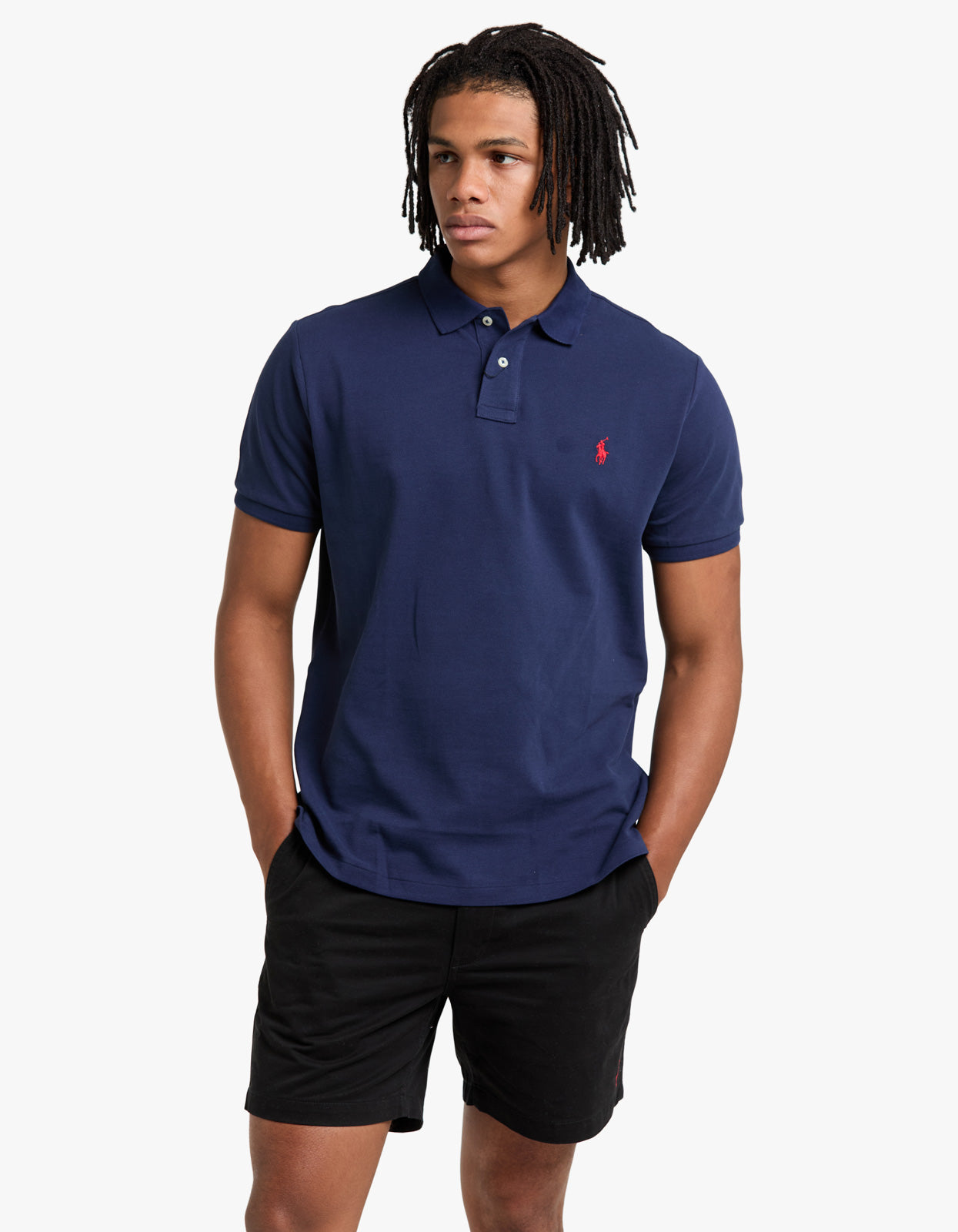 Custom Slim Fit Mesh S/S Polo Shirt - Newport Navy/C3870 Men’s shirt