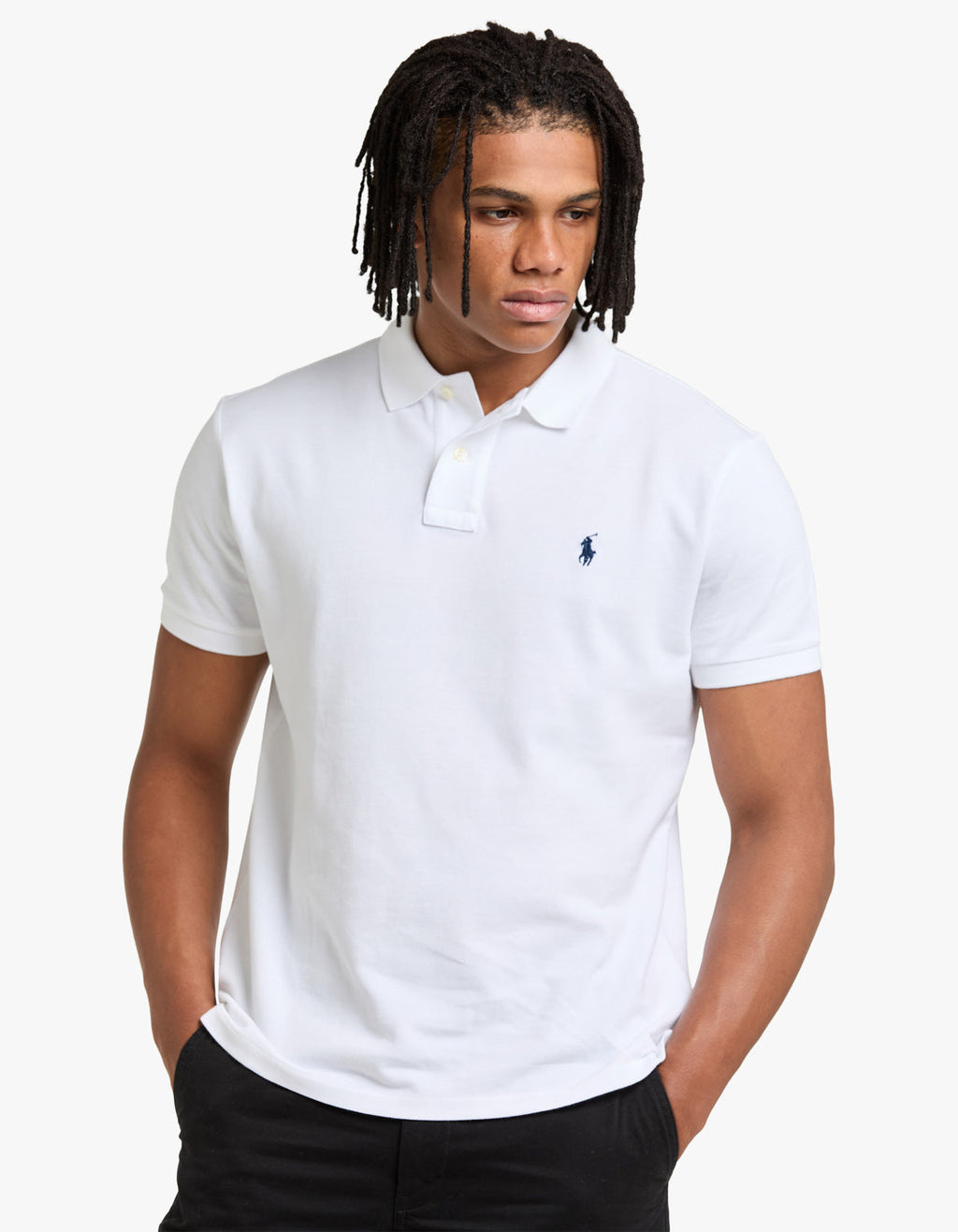 Custom Slim Fit Mesh S/S Polo Shirt - White Men’s shirt