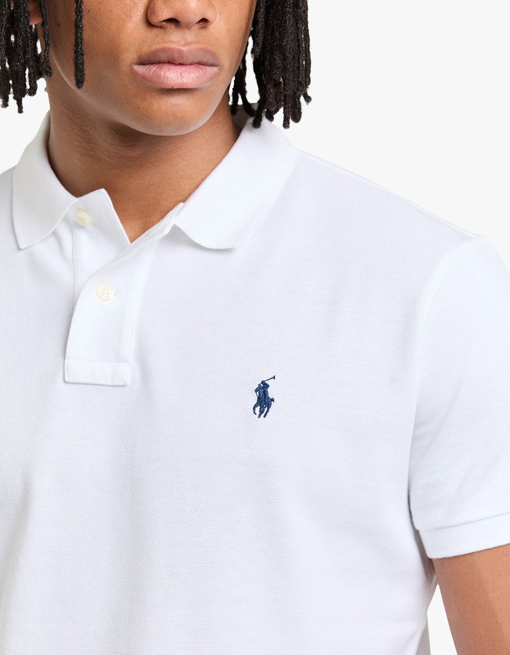 Custom Slim Fit Mesh S/S Polo Shirt - White Men’s shirt