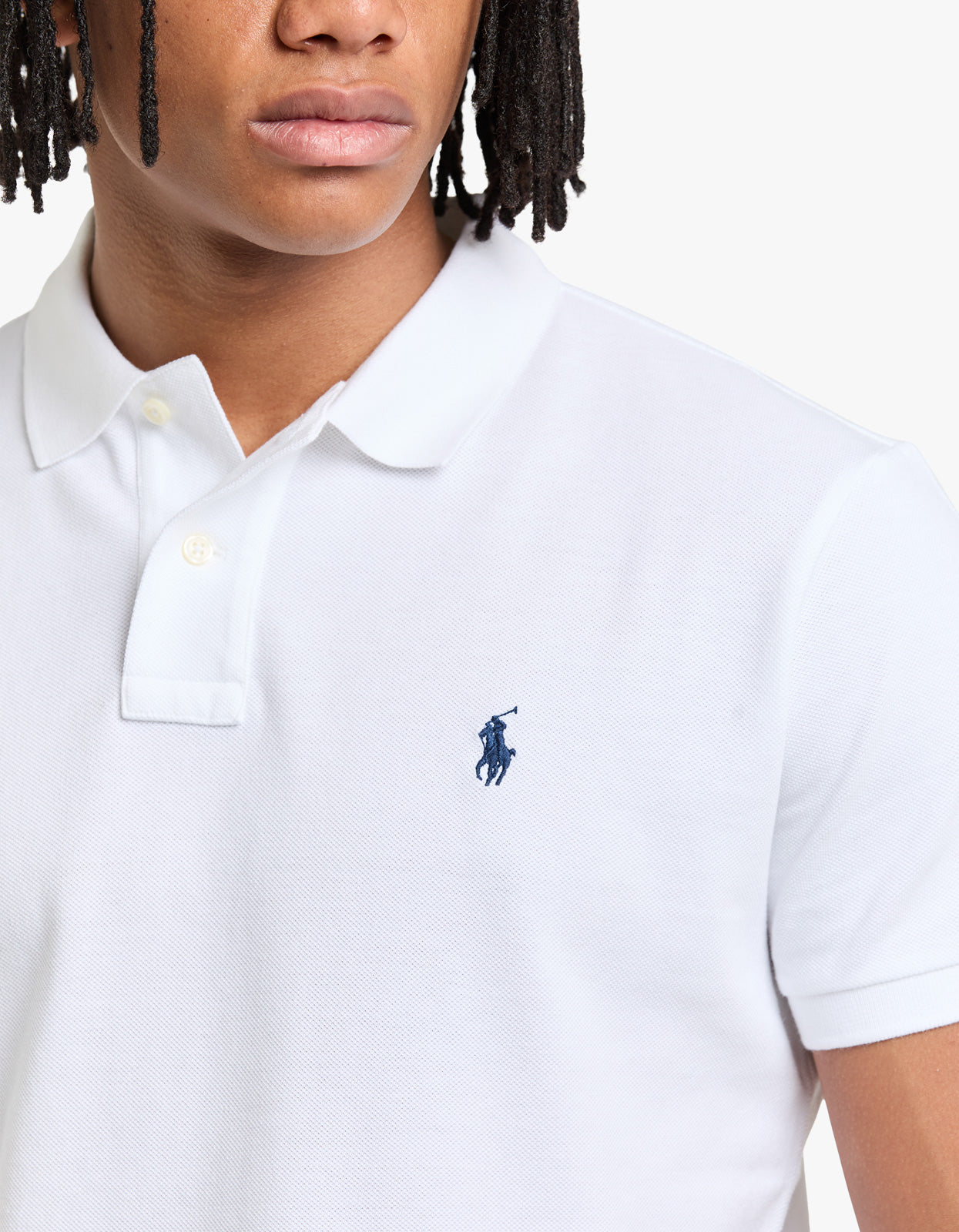 Custom Slim Fit Mesh S/S Polo Shirt - White Men’s shirt