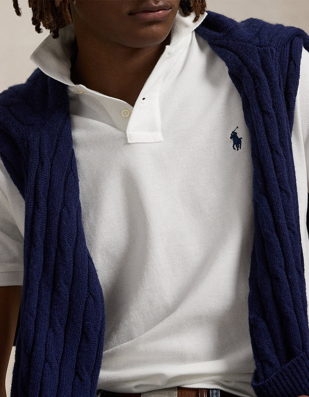 Custom Slim Fit Mesh S/S Polo Shirt - White Men’s shirt