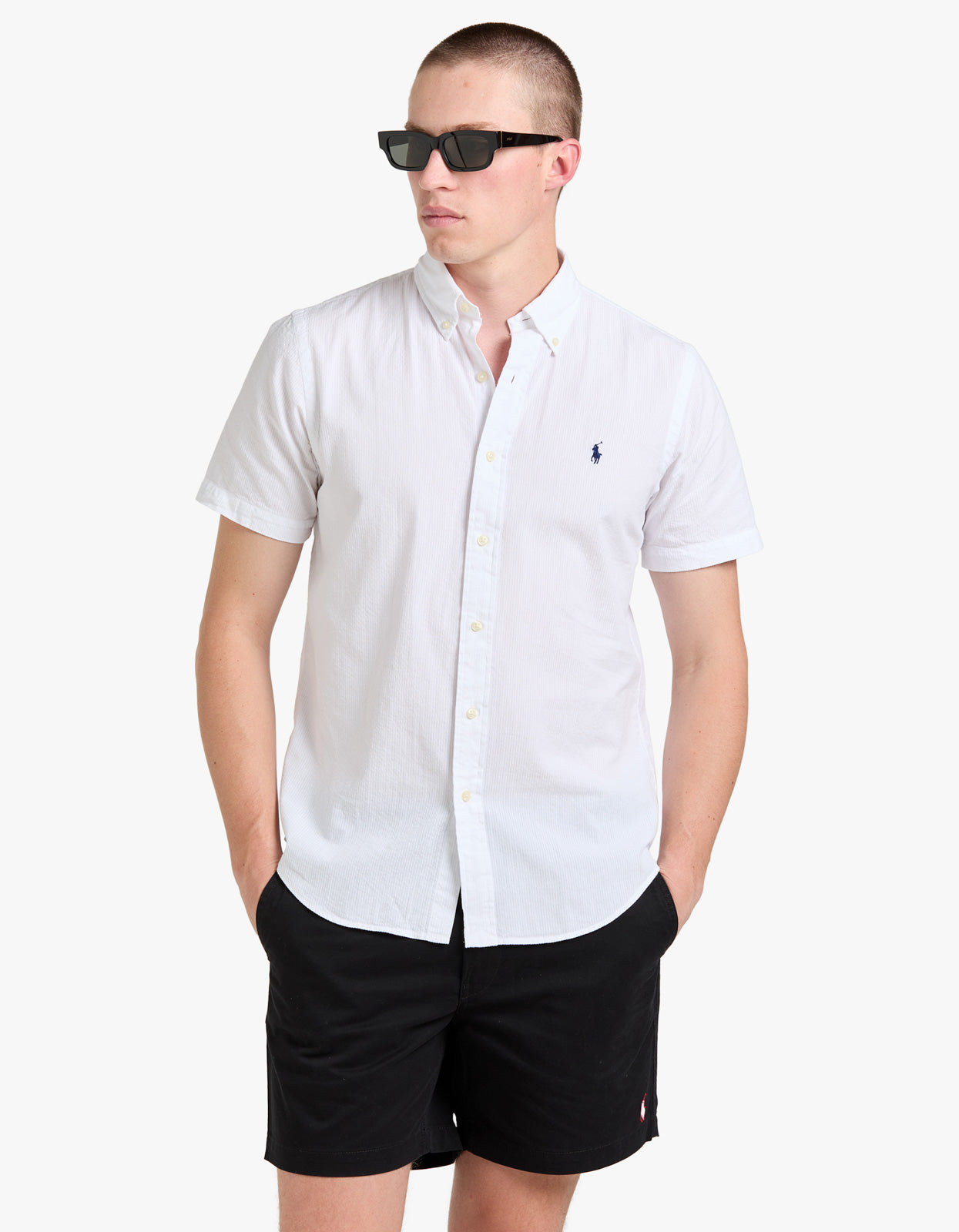 Custom Fit Seersucker Shirt - White Men’s shirt