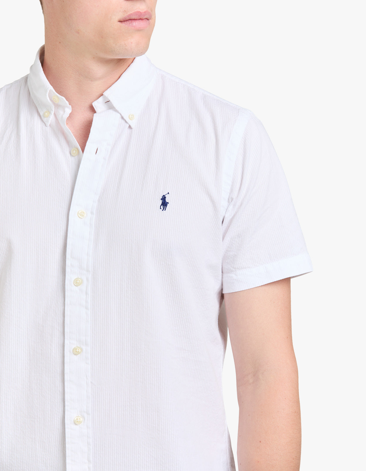 Custom Fit Seersucker Shirt - White Men’s shirt