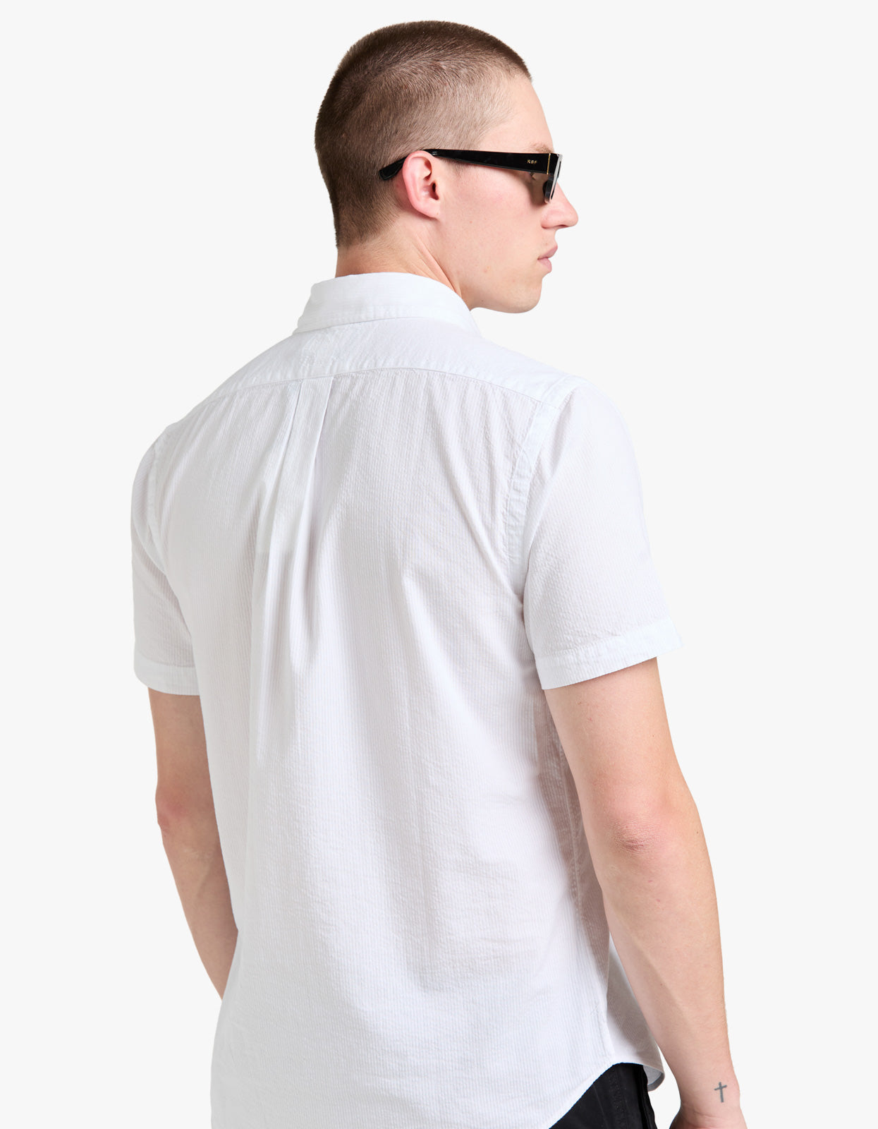 Custom Fit Seersucker Shirt - White Men’s shirt