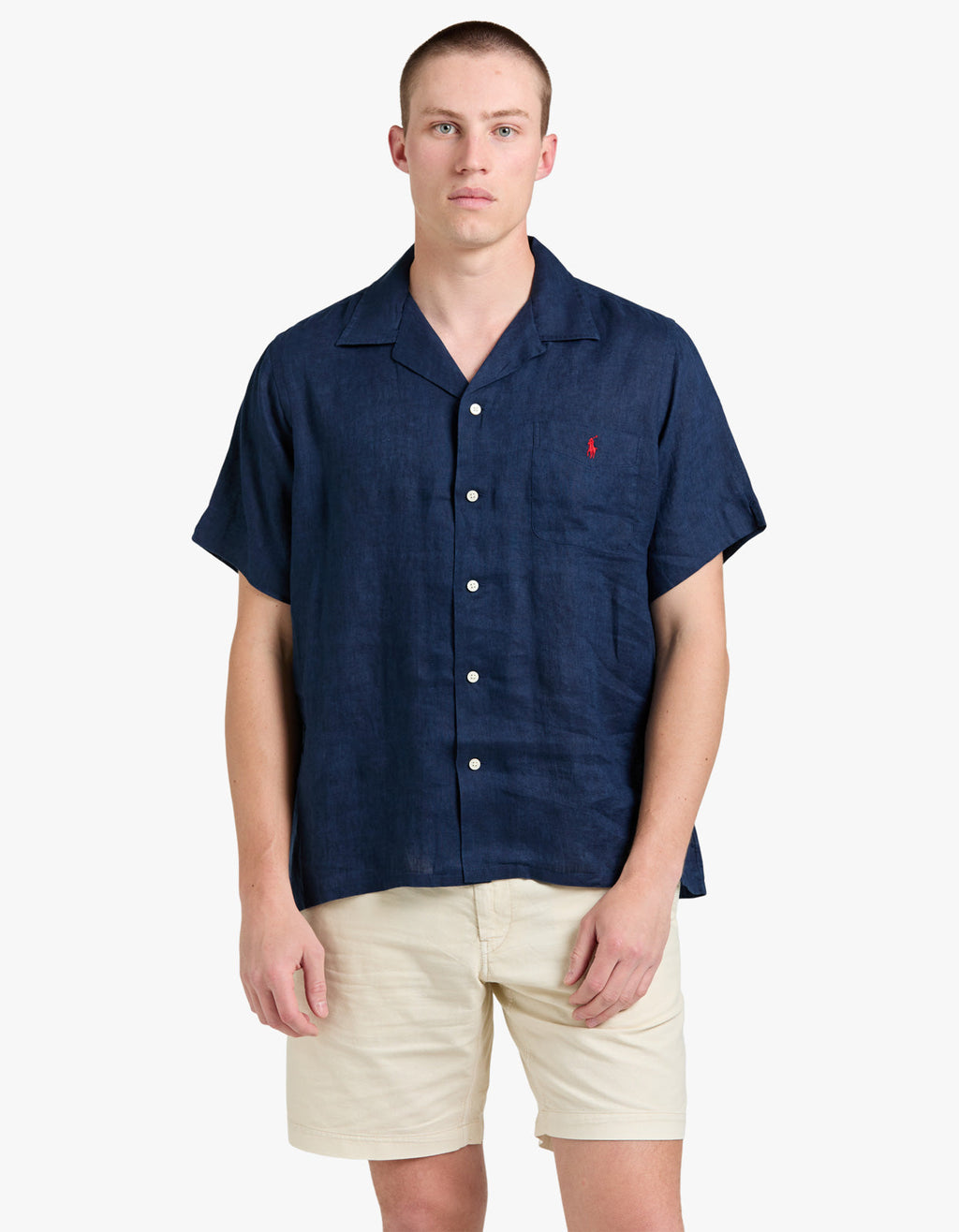 Classic Fit Linen Camp Shirt - Newport Navy shirt