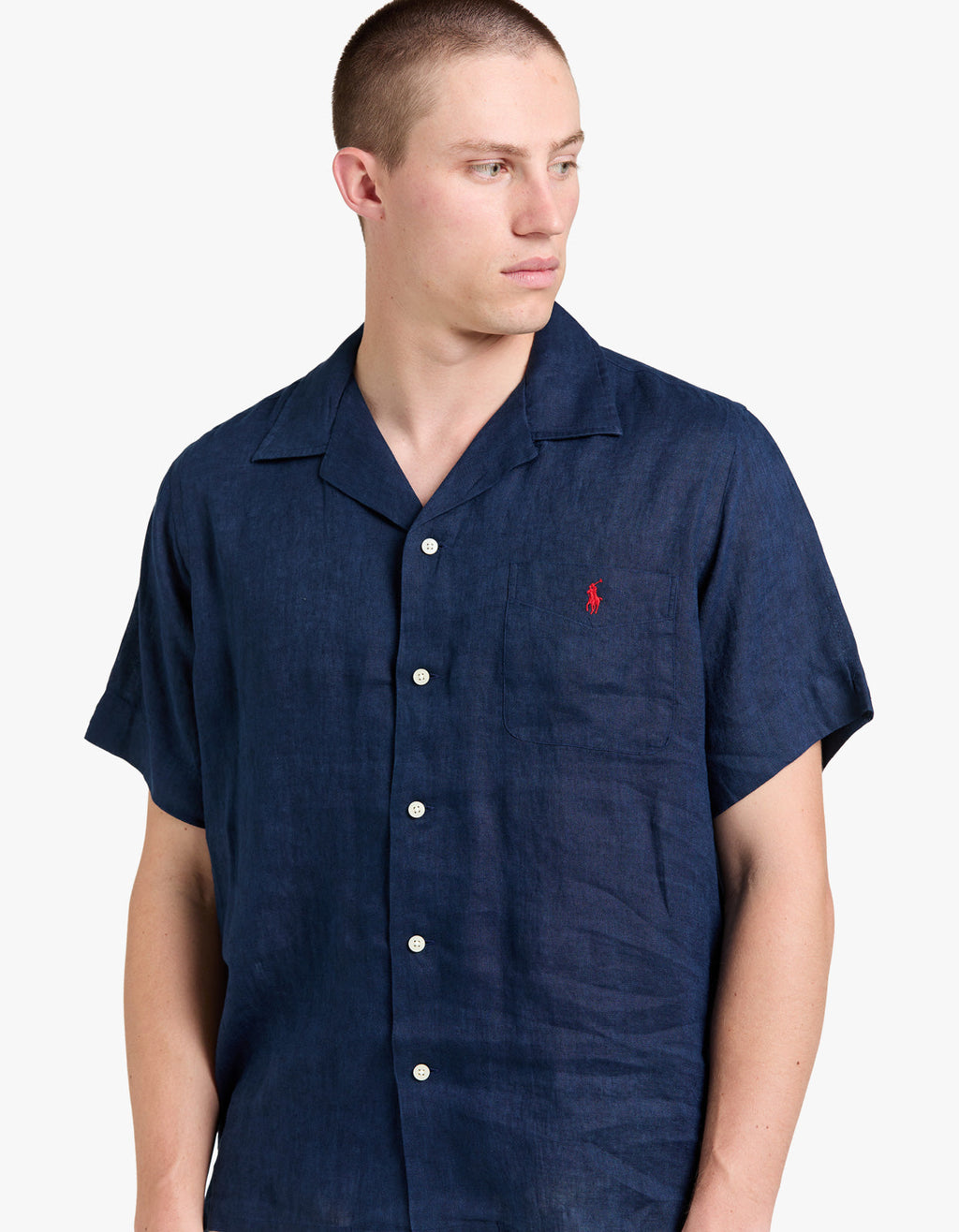 Classic Fit Linen Camp Shirt - Newport Navy shirt