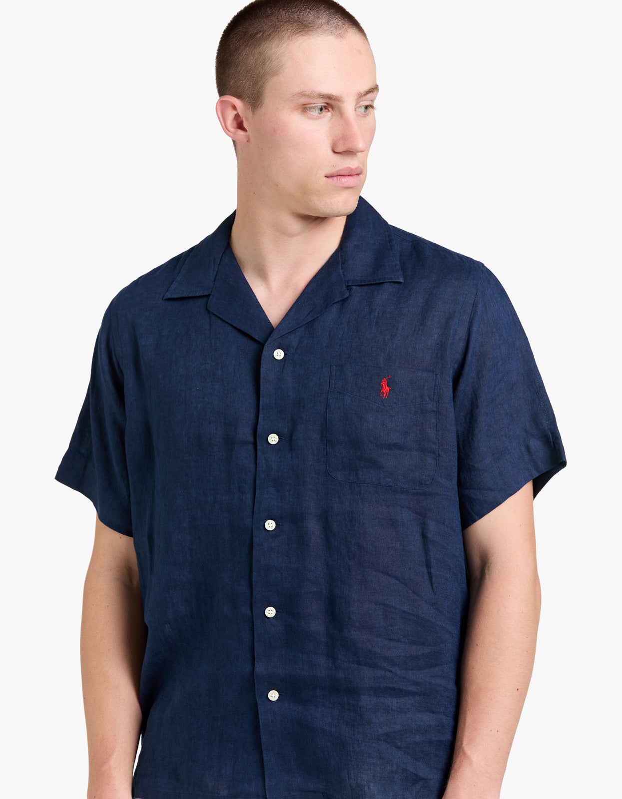 Classic Fit Linen Camp Shirt - Newport Navy shirt