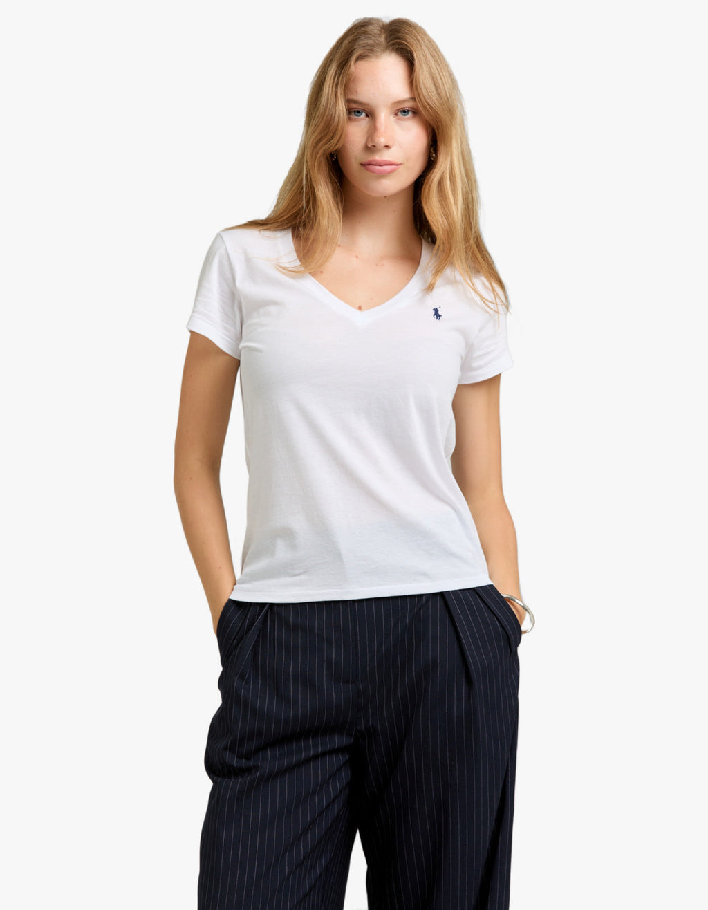 V Neck Short Sleeve T-Shirt - White shirt