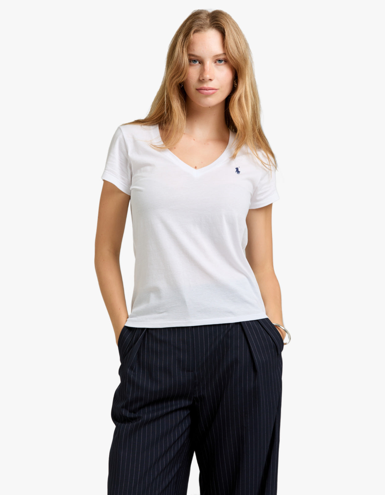 V Neck Short Sleeve T-Shirt - White shirt
