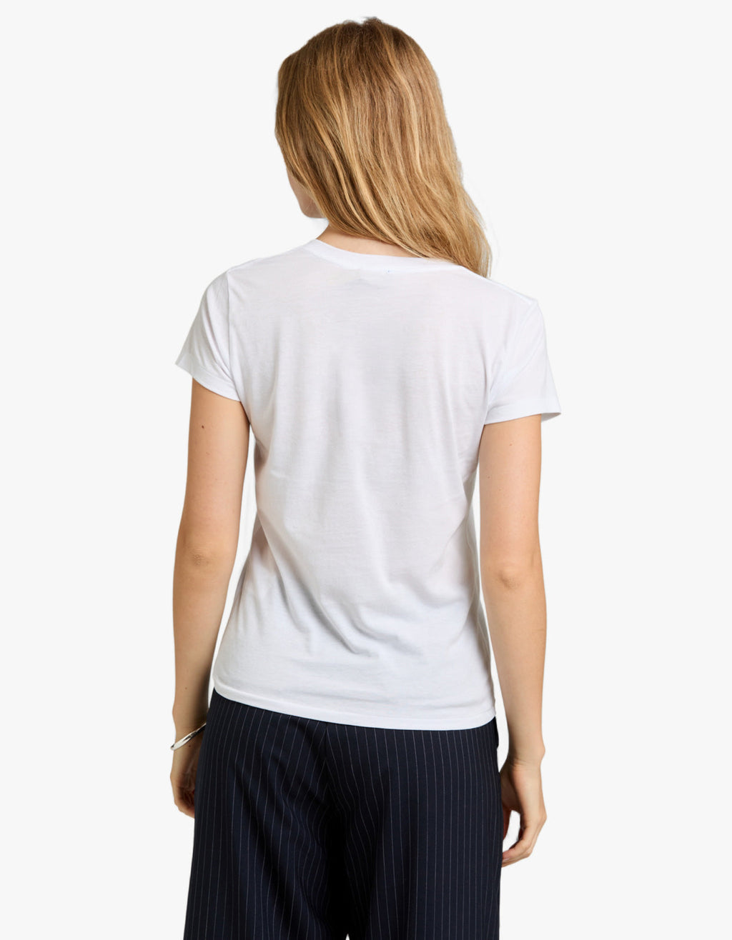 V Neck Short Sleeve T-Shirt - White shirt