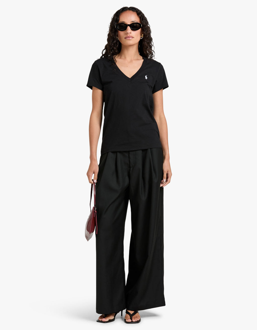 V Neck Short Sleeve T-Shirt - Black shirt