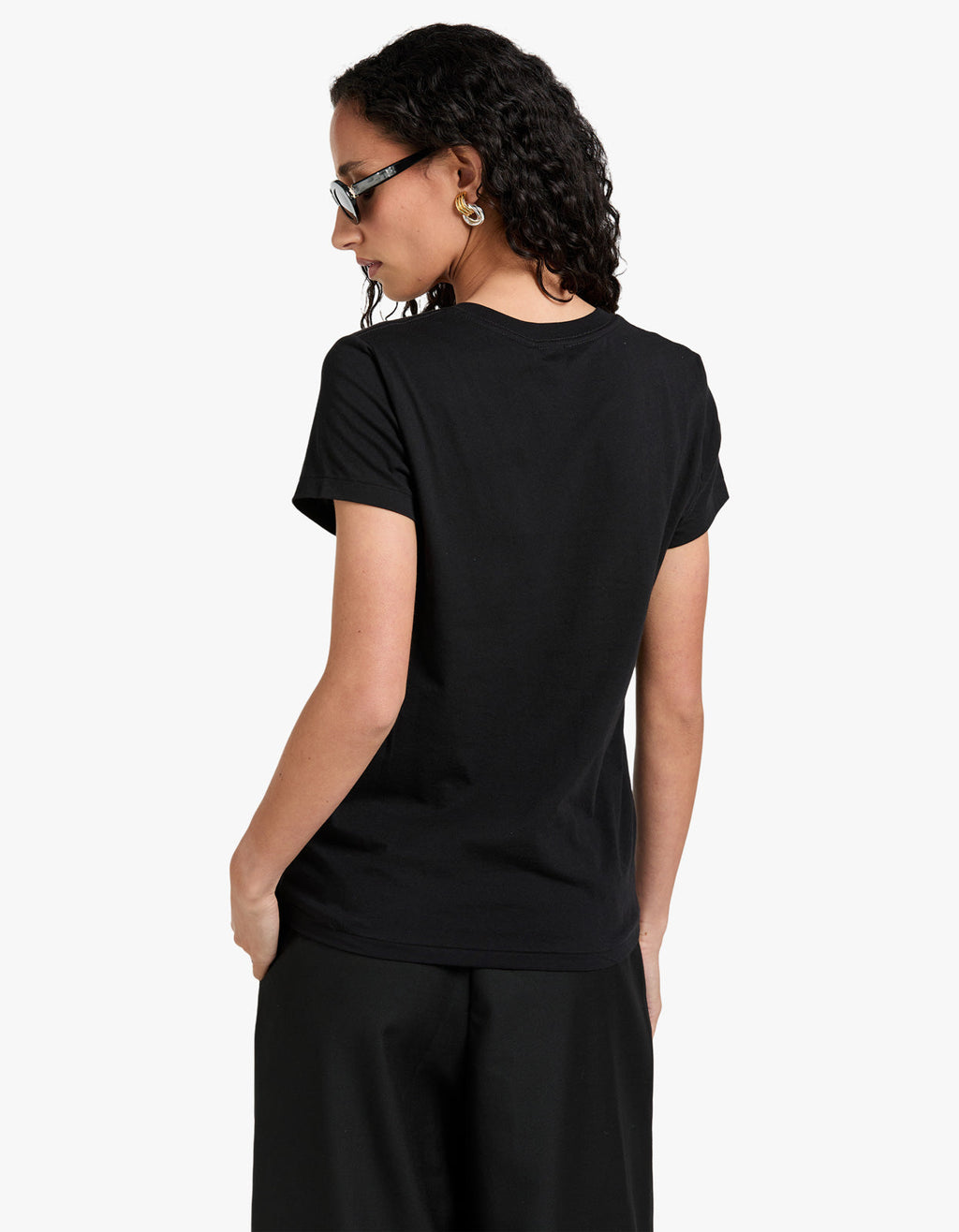 V Neck Short Sleeve T-Shirt - Black shirt