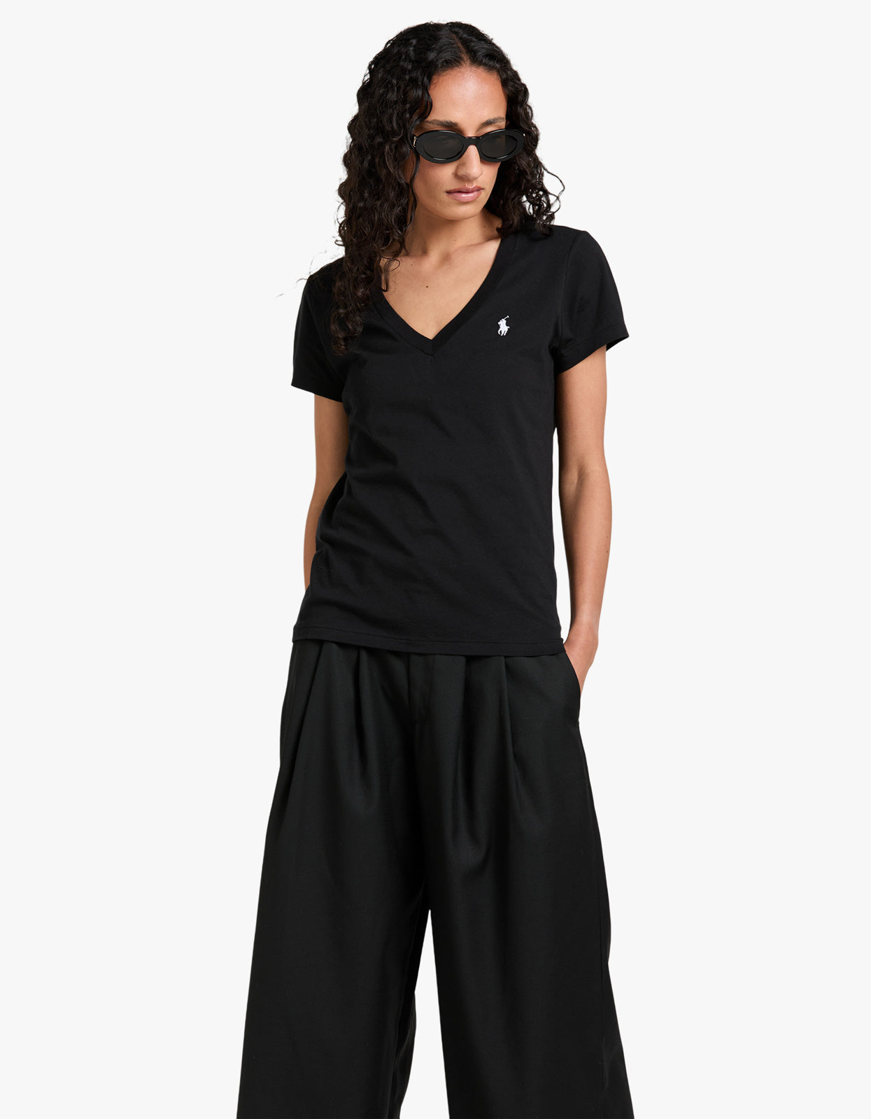 V Neck Short Sleeve T-Shirt - Black shirt