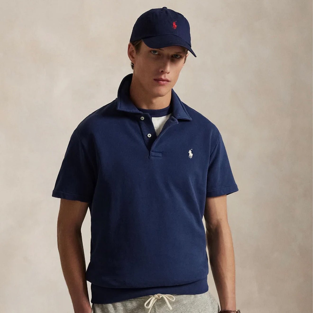 Polo Ralph Lauren Loopback Fleece Polo Collar Sweatshirt Cruise Navy Men’s shirt