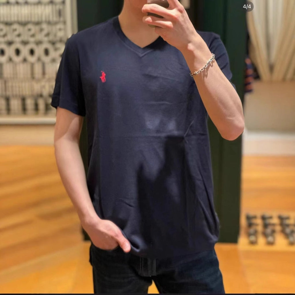 Ralph Lauren T Shirts Embroidered V-Neck Top