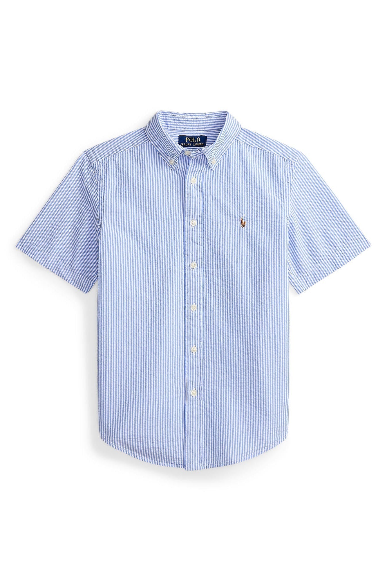 Polo Ralph Lauren Boys Short Sleeve Seersucker Pale Blue Shirt Men’s shirt