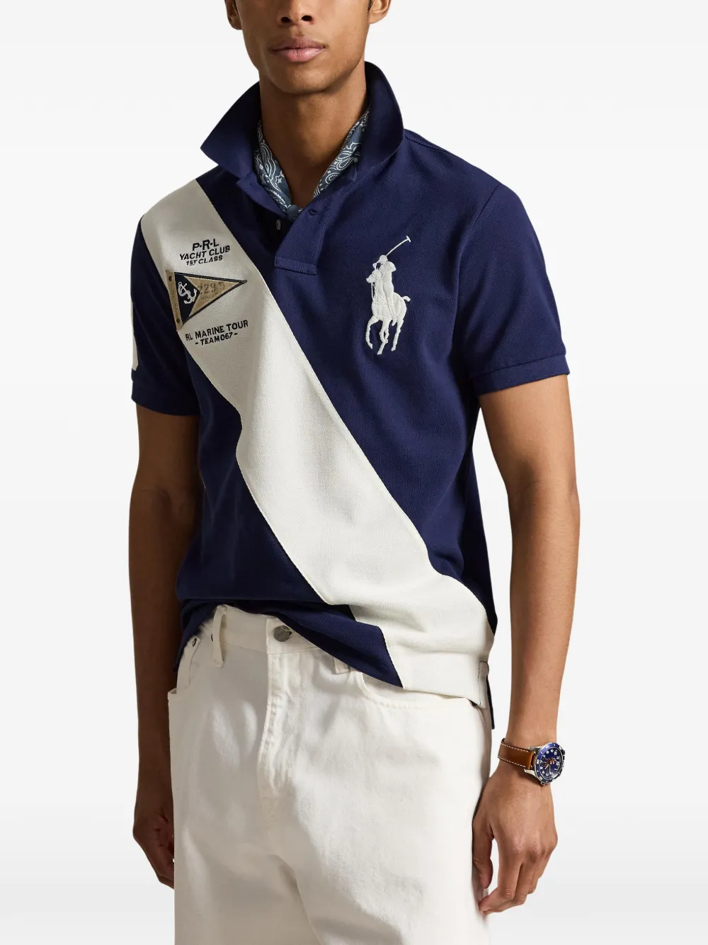 POLO RALPH LAUREN - Men Basic Mesh Prl Yacht Club Patch Sash Stripe Custom Slim Short-Sleeve Polo Shirt Men’s shirt