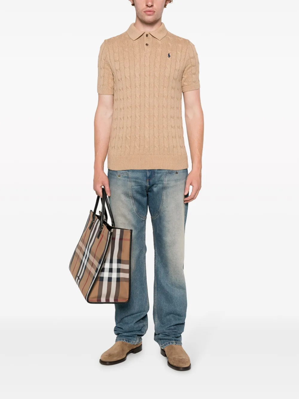POLO RALPH LAUREN - Men Short Sleeve Cotton Cable Knit Sweater Polo Men’s shirt