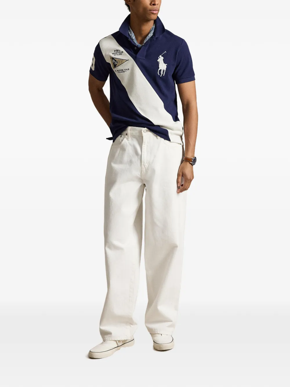 POLO RALPH LAUREN - Men Basic Mesh Prl Yacht Club Patch Sash Stripe Custom Slim Short-Sleeve Polo Shirt Men’s shirt