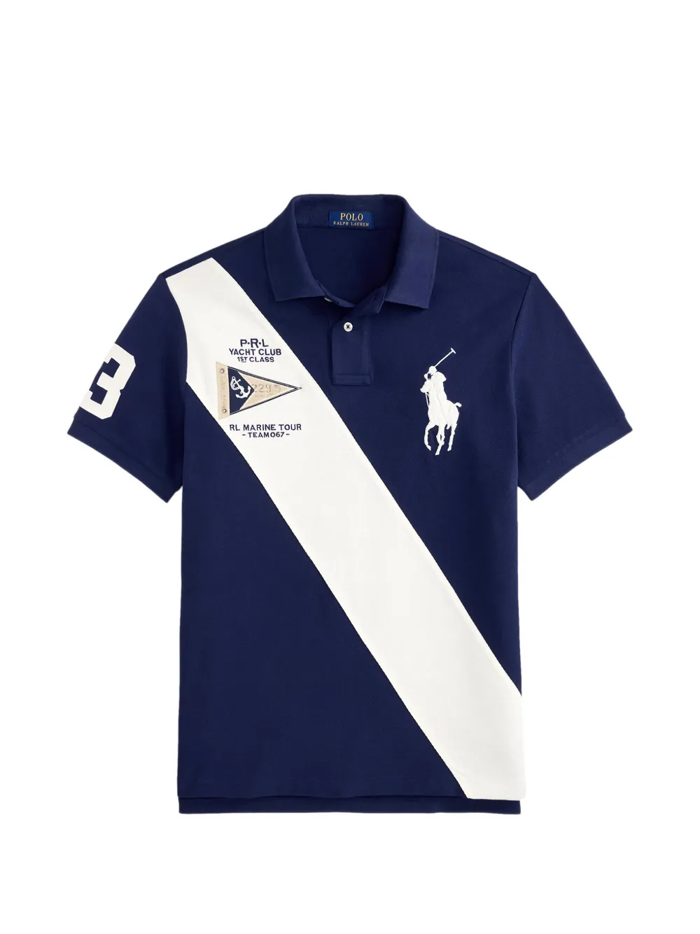 POLO RALPH LAUREN - Men Basic Mesh Prl Yacht Club Patch Sash Stripe Custom Slim Short-Sleeve Polo Shirt Men’s shirt