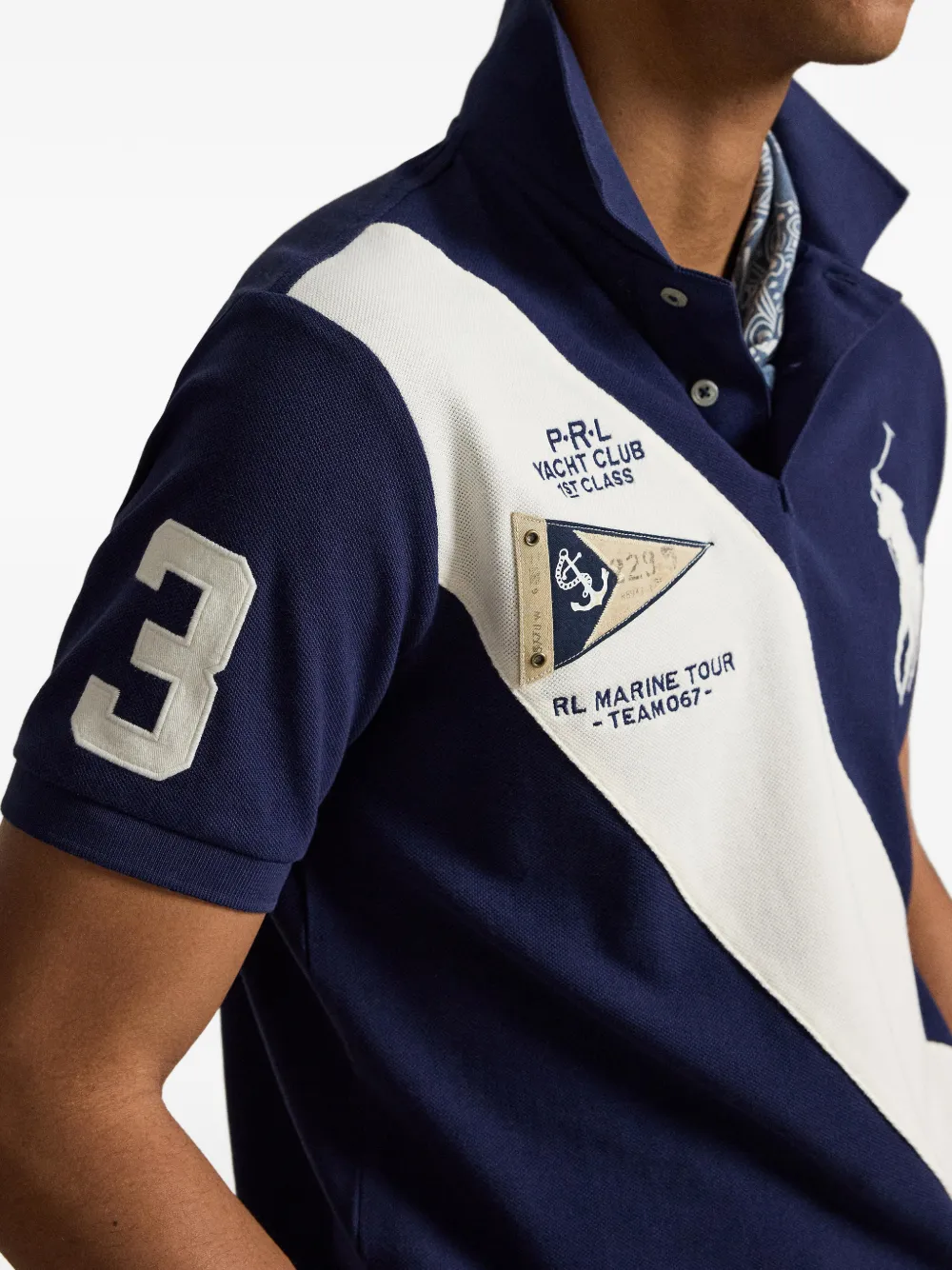 POLO RALPH LAUREN - Men Basic Mesh Prl Yacht Club Patch Sash Stripe Custom Slim Short-Sleeve Polo Shirt Men’s shirt